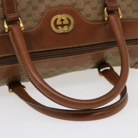 GUCCI Micro GG Canvas Boston Bag PVC Leather Beige Auth fm2107 - Picture 7 of 10